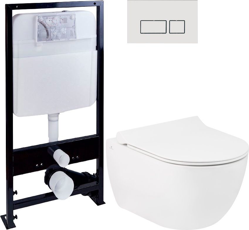 Комплект Унитаз подвесной Seramiksan Hill A031161H безободковая с ...